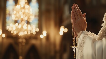 Prayerful moment during Easter celebration in church.