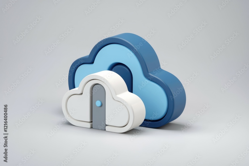 Aufkleber 3d illustration of cloud storage concept with a small cloud representing secure data access.