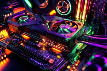 Obraz premium Modern gaming graphics card installation for optimal performance.