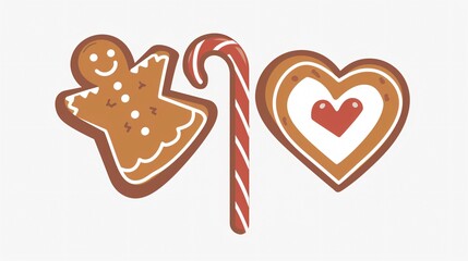 Obraz premium Delicious Set of Gingerbread Cookies Vector Illustrations
