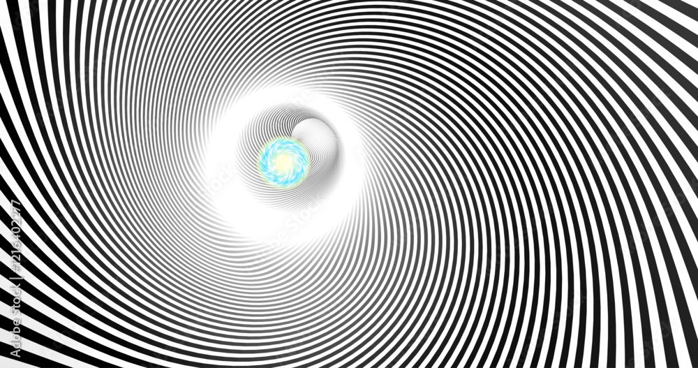 Poster vector black and white striped pattern that creates a 3d optical illusion with curved and distorted 