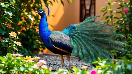 A Vibrant Peacock Standing Proudly in Its Natural Habitat