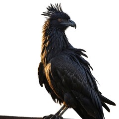 Fototapeta premium raven on a white background. Black palm cockatoo perched on white background.