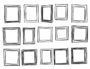 Collection of hand-drawn square frames.