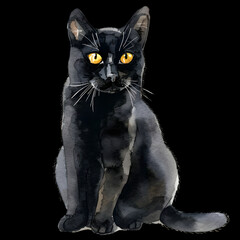 black cat on black background illustration,generative ai