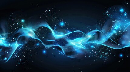 Obraz premium Abstract Blue Cosmic Waves: A Symphony of Light and Energy