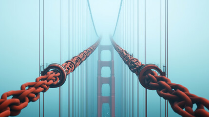 An image where the Golden Gate Bridge's suspension cables are shown