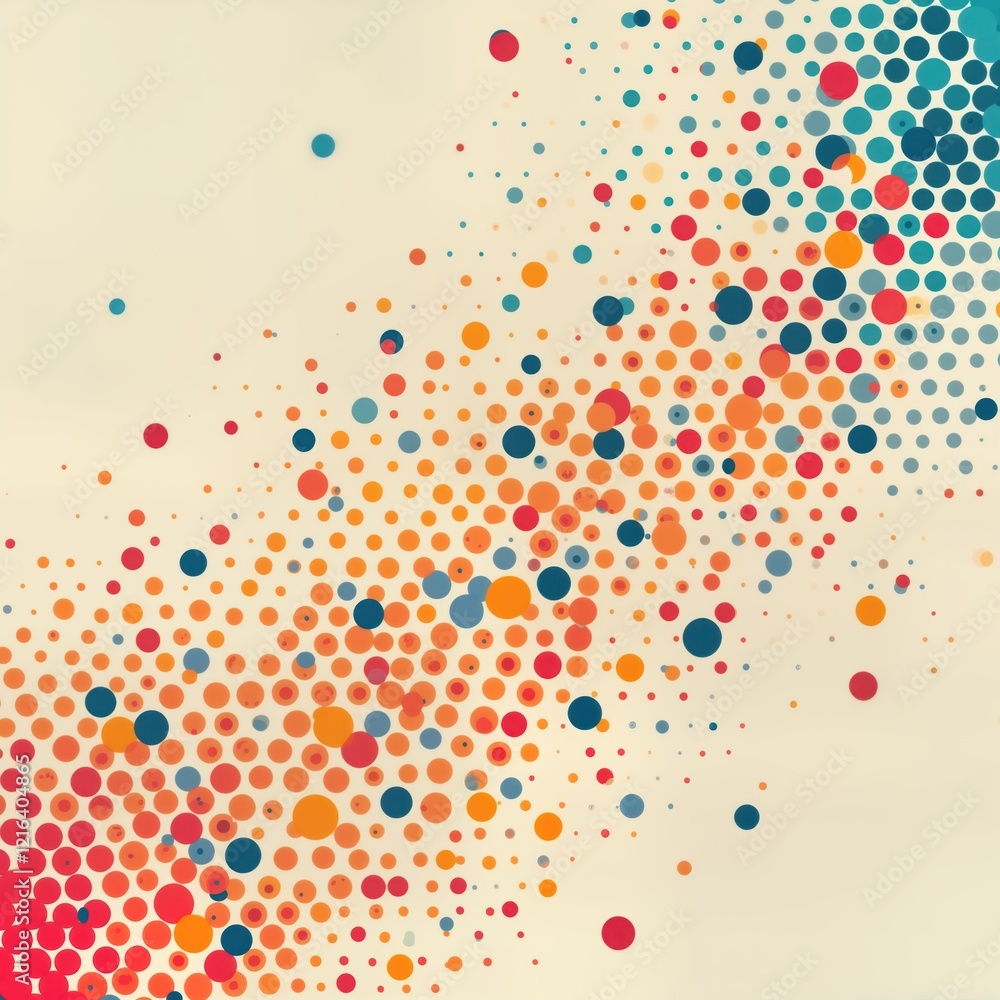 Aufkleber Abstract pattern of various sized colorful dots. Geometric design with vibrant colors in a grid pattern. Modern and artistic. Visual and graphic design elements. Clean and minimalist style.