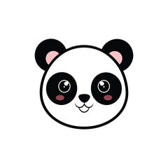 Cute panda head cartoon vector illustration