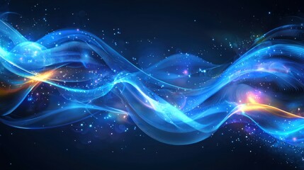 Obraz premium Abstract Celestial Wave: A Symphony of Blue and Gold