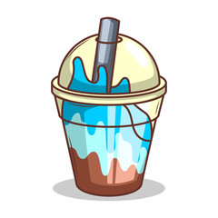 Bubble tea vector  sticker cartoon. hand draw illustration art