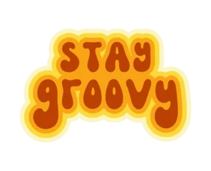 Stay Groovy Lettering Retro 70s Style. Cute Vintage Wallpaper. Hippie Wavy Vector Quote Isolated on White Background. Colorful Fun Lettering in Retro 1970s Trendy Vibe. Psychedelic Graphic Print 1960s