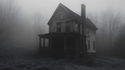 A Foggy, Eerie, and Abandoned House in the Woods
