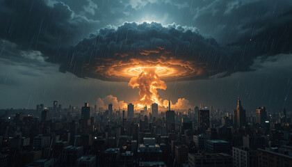 Obraz premium nuclear clouds in the city