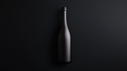 Black wine bottle on dark background;  mockup