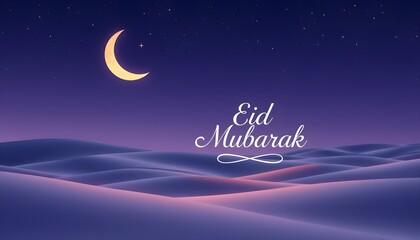Under the Crescent Moon: A Scenic Eid Mubarak Desert View