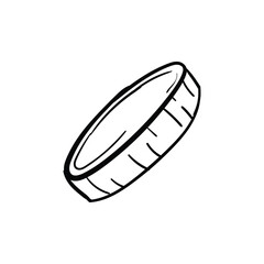 Simple Line Drawing of a Coin. Vector isolated on white.