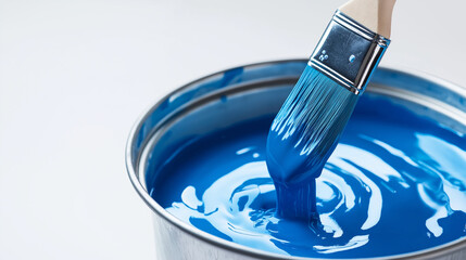 paint brush and blue paint