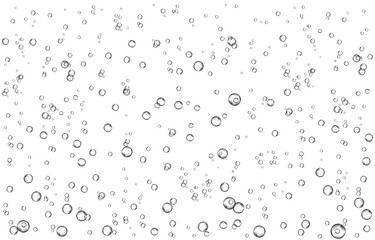 Oxygen air bubbles  flow  in water on white  background.