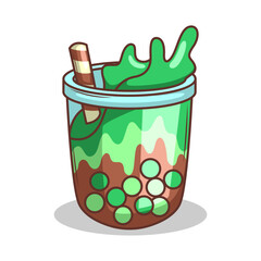 Bubble tea vector  sticker cartoon. hand draw illustration art