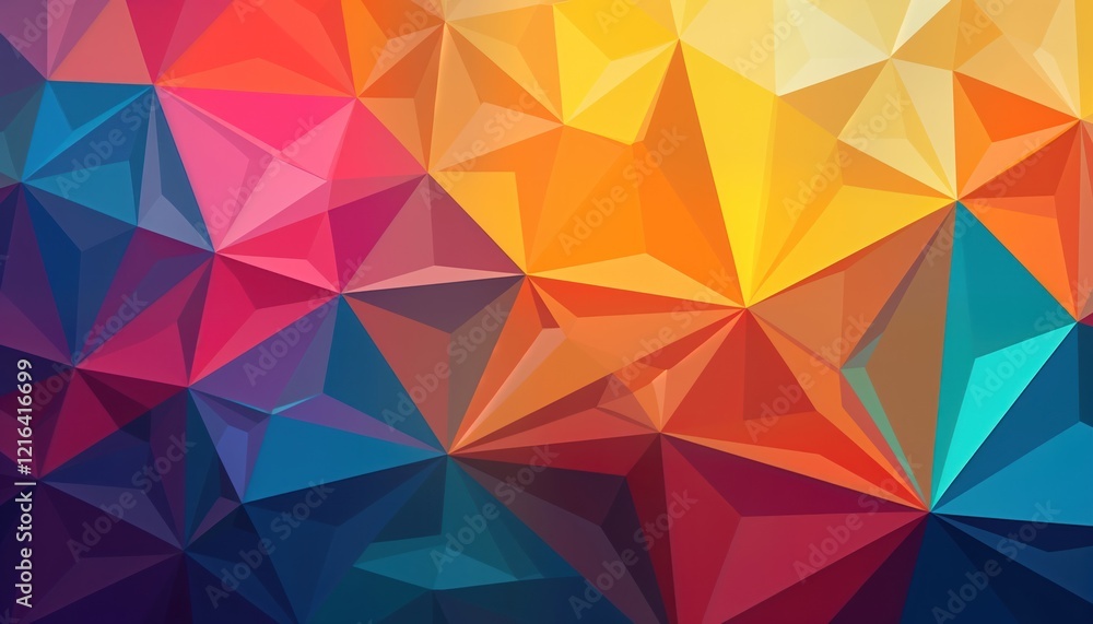 Poster vibrant multicolored abstract background design. geometric shapes form colorful mosaic pattern. crea