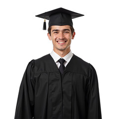 portrait of a graduate in cap with transparent background