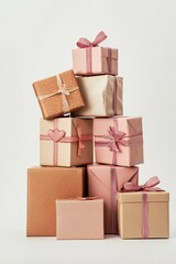 Obraz premium Stacked Gift Boxes in Pastel Tones