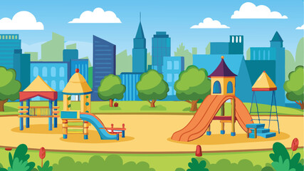 Fototapeta premium kindergarten or kids playground in city park vector 