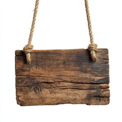 Rustic wooden sign hanging from rope. (2)