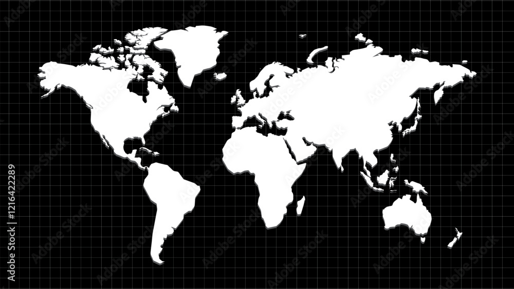 Poster simple world map vector with country borders. flat earth map, world map for website pattern and info