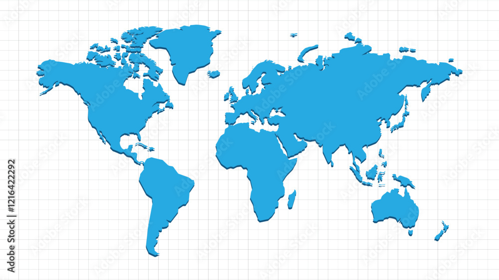 Poster simple world map vector with country borders. flat earth map, world map for website pattern and info