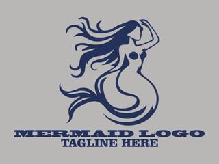 Dark blue mermaid looking up, perfect for fantasy themed designs mermaid vector illustration elegant design mermaid sketch simple mermaid and singing mermaid