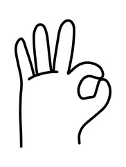 Hand-Drawn OK Gesture Icon for UI Navigation, Interactive Projects, and Educational or Playful Designs