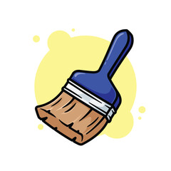 Blue Artist Painting Brush Cartoon Icon Vector Illustration. Isolated background. Art supplies