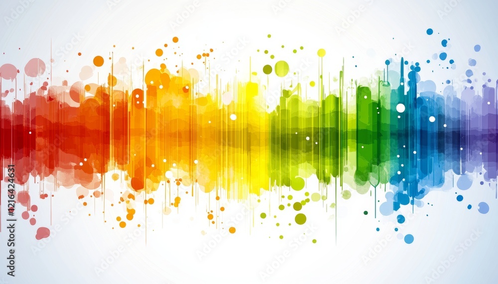 Poster vibrant watercolor rainbow spectrum abstract background with colorful splashes and bokeh effect.