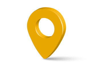 3D Yellow Location Pin Icon - Realistic Map Marker for Navigation, Travel, Business, GPS, Tourism Design Projects
