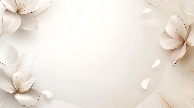 Elegant Cream Flowers and Gold Accents Background