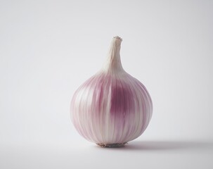 Fototapeta premium Single purple garlic bulb isolated on white background.