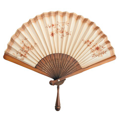 Floral Hand Fan, White Background, Asian Design, Cooling Accessory