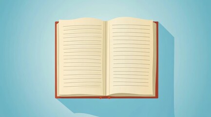 Open book with blank pages on blue background. (1)