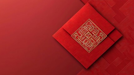 A red background with a gold and red square on it