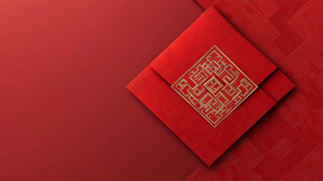 A red background with a gold and red square on it