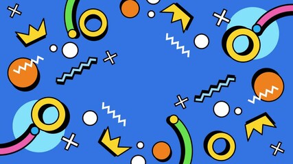 vibrant abstract geometric patterns with dynamic shapes and bold colors seamless 4k video background motion pop art design