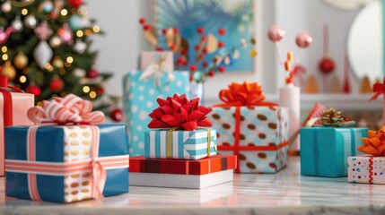 Colorful Gift Boxes with Festive Decorations