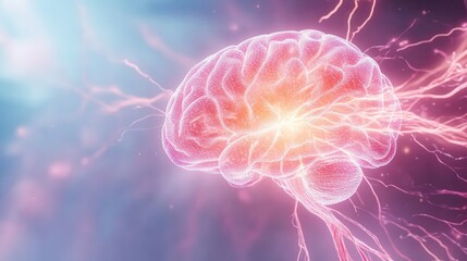 Illuminated Human Brain, Neural Network, Mental Health