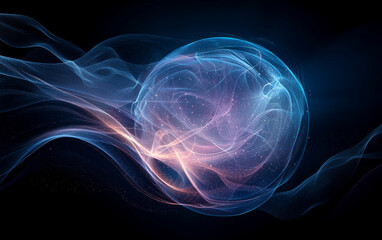 Obraz premium The background of future technology made up of particle elements and rays