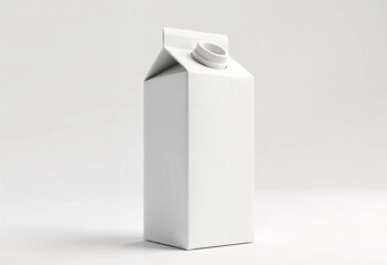 Minimalist White Milk Carton Stands Alone Against a Light Backdrop. Generative AI