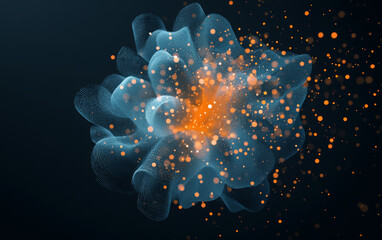 Obraz premium The background of future technology made up of particle elements and rays