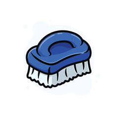 Blue Floor Brush Cartoon Icon Vector Illustration. Isolated background