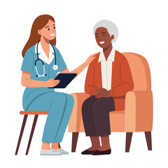 Nurse Providing Care to Elderly Woman